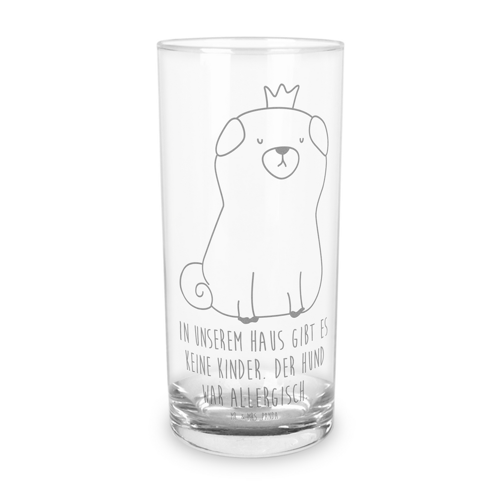 Wasserglas Mops Krone Wasserglas, Glas, Trinkglas, Wasserglas mit Gravur, Glas mit Gravur, Trinkglas mit Gravur, Hund, Hundemotiv, Haustier, Hunderasse, Tierliebhaber, Hundebesitzer, Sprüche, Mops, allergisch, kinderlos, Hausregel, Hundebesitzer. Spruch, lustig