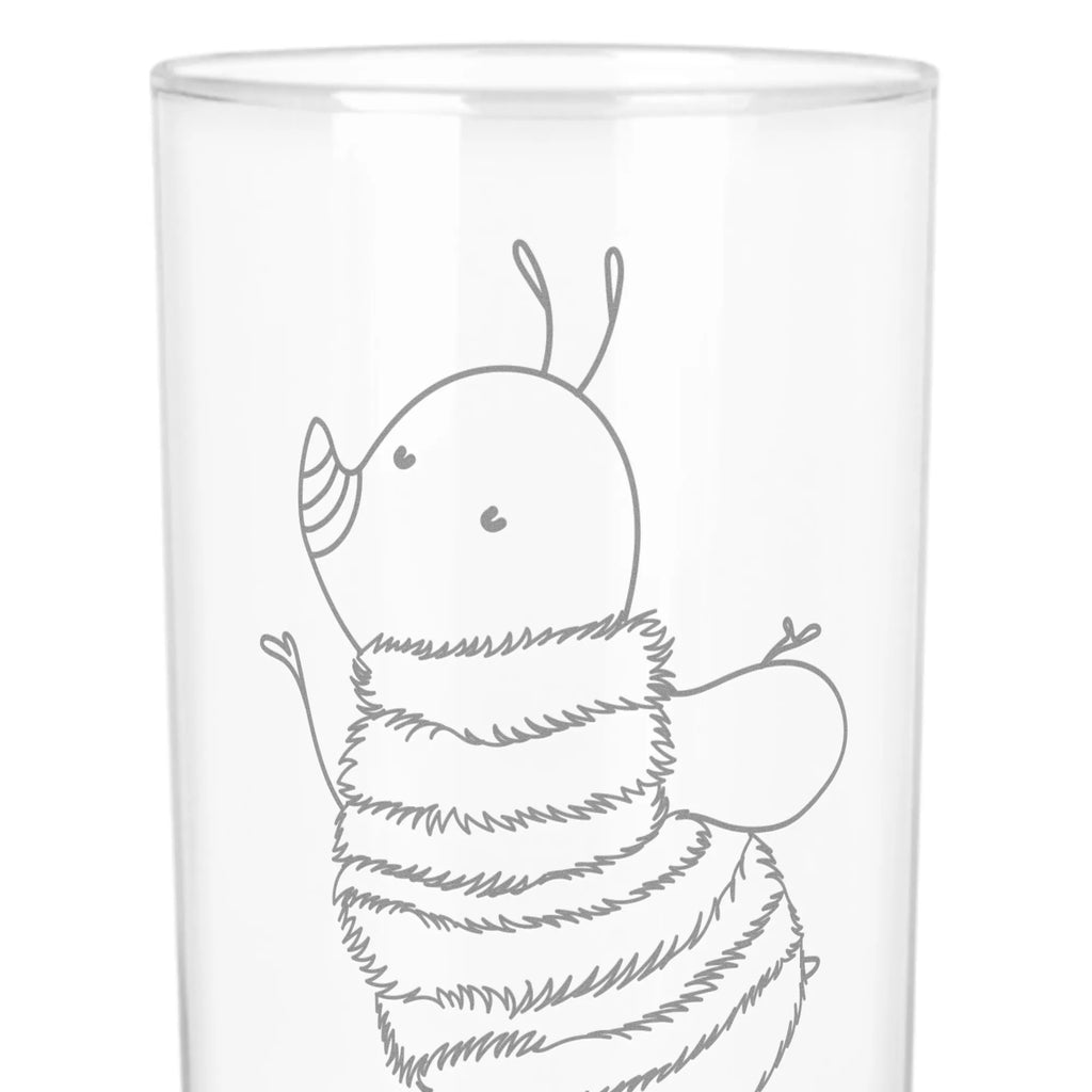 Wasserglas Hummel flauschig Glasbecher, Tumbler, Trinkbecher Glas, Wasserbecher, Wasserglas, Trinkglas, Tiermotive, Lustige Sprüche, Gute Laune, Tiere, Natur, Flauschig, Biene, Hummel, Blume