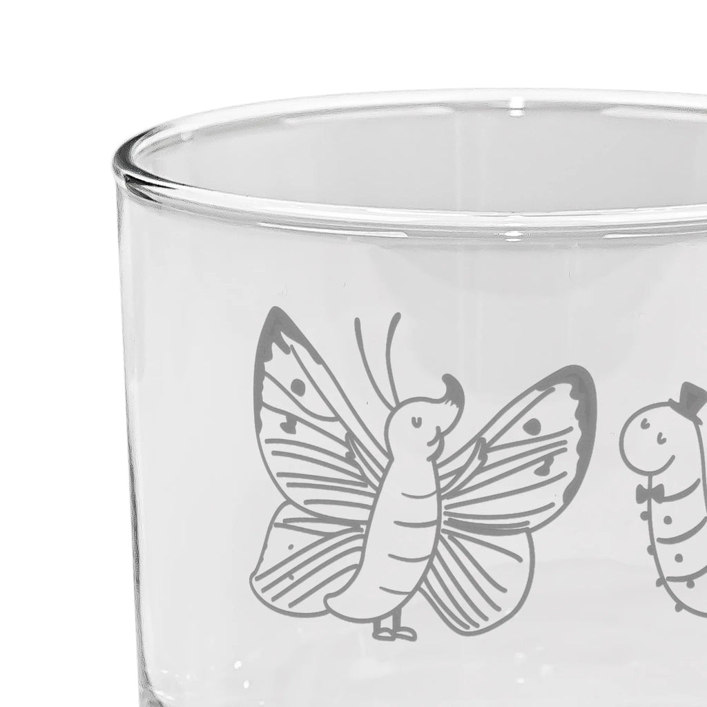 Personalized Gin Glass Caterpillar butterfly small animals, cute, funny, cute animal motives, hand drawn, small world, funny sayings, good mood, happy, gifts, gift ideas, special gifts, animal lover, card, development, growing up, Caterpillar, beauty, hat, lemon butterfly, butterfly, cocoon