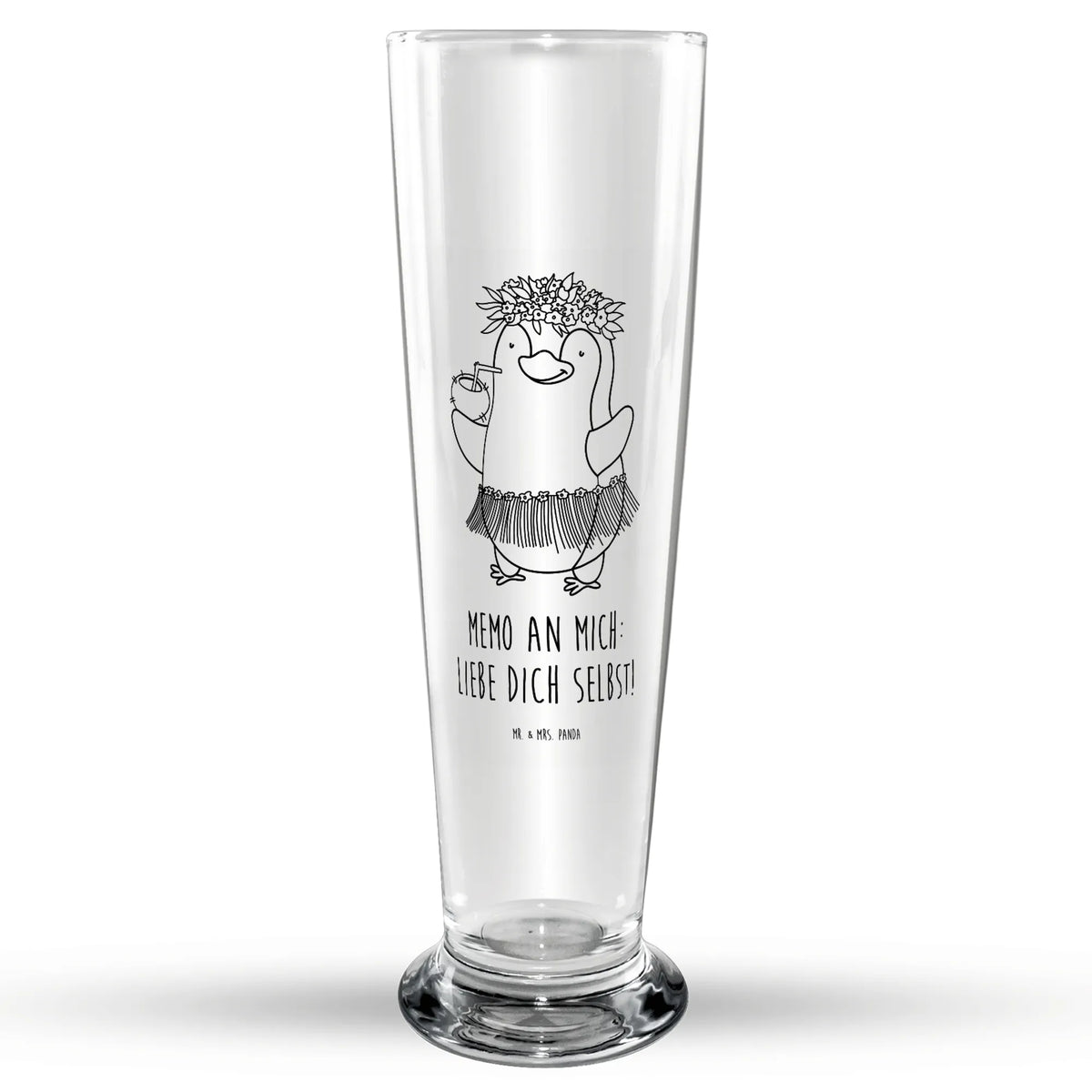 Bierglas Pinguin Kokosnuss Glasbierglas, Bierbecher, Trinkglas, Glasbecher, Bierglas, Bier Glas, Pinguin, Hawaii, Pinguine, Urlaub, Kokosnuss, Aloha