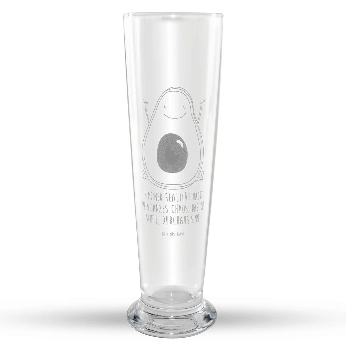 Weizenglas Avocado Glücklich Bier Glas, Weizenbier Glas, Weizen Glas, Weißbierglas, Mr & Mrs Panda Weizenglas, Bierglas, Avocado, Veggie, Vegan, Gesund, Chaos