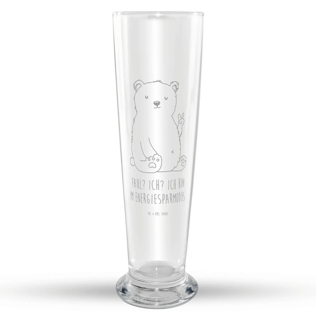 Weizenglas Eisbär Faul Weizen Glas, Bier Glas, Weizenbier Glas, Weißbierglas, Mr & Mrs Panda Weizenglas, Bierglas, Teddy, Bär, Teddybär, Eisbär, Büro, Entspannen, Relaxen, Nordpol, Homeoffice, Bürojob, Arbeitsplatz, Faul, Arbeit