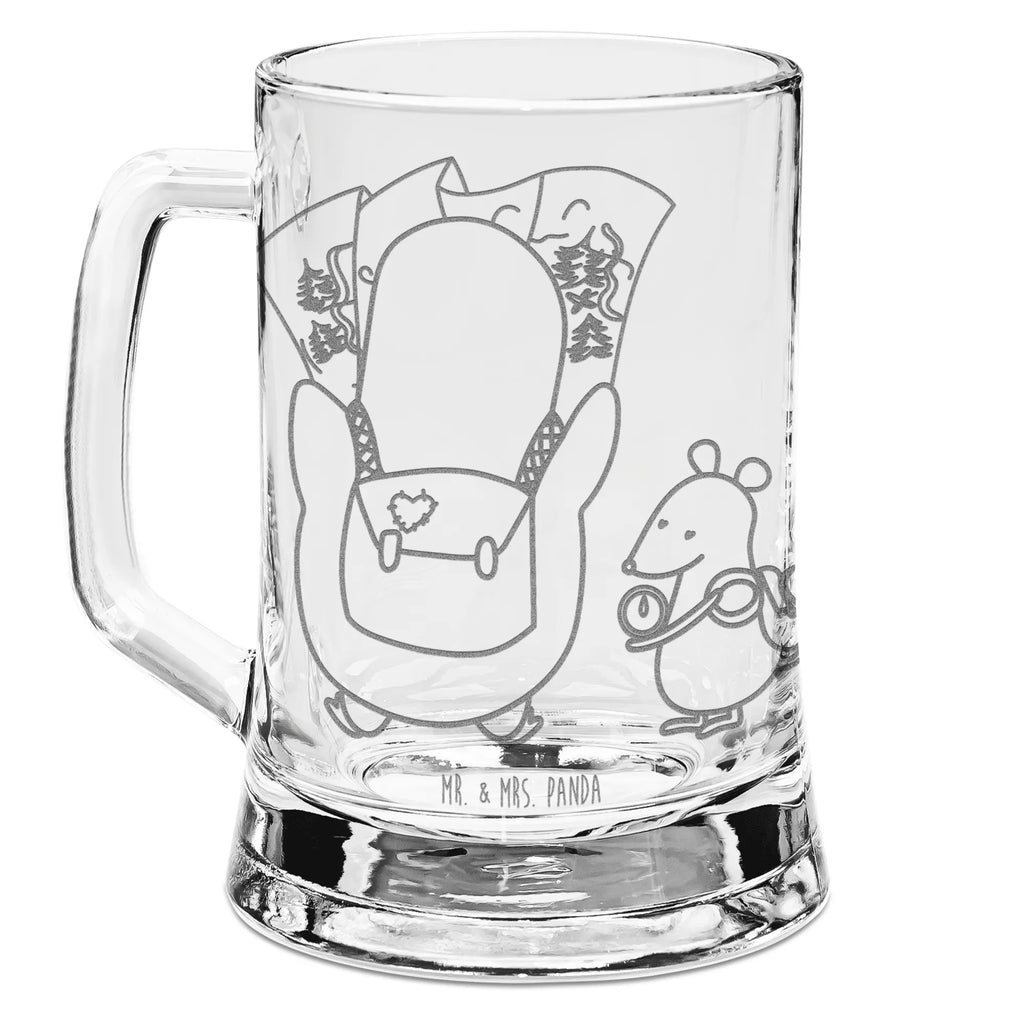 Grawerowany Kufel Piwa Pingwin i Mysz Wędrowcy Pinguin