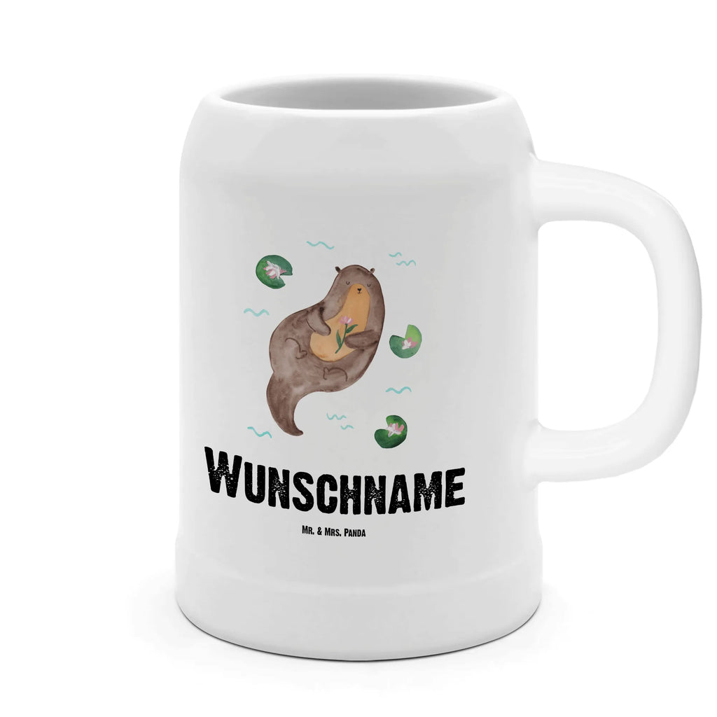 Personalisierter Bierkrug Otter mit Seerose Bierkrug mit Namen, Bierkrug personalisieren, Bierglas mit Namen, Personalisierung, Bedrucken, Otter, Fischotter, Seeotter, Otter Seeotter See Otter