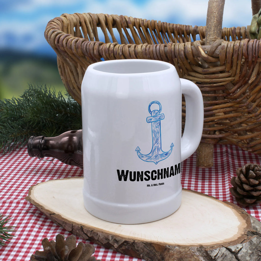 Personalisierter Bierkrug Anker Blau Bierkrug mit Namen, Bierkrug personalisieren, Bierglas mit Namen, Personalisierung, Bedrucken, Tiermotive, Gute Laune, lustige Sprüche, Tiere
