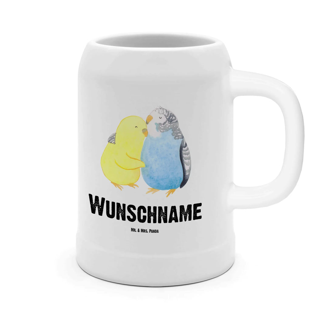 Personalised beer mug Parakeets in love Love, Loving, Two, Together, Marriage, Engagement, Proposal of marriage, Love gift, gift for her, gift for him, anniversary gift, cuddling, birds, budgie, closeness, love, trust