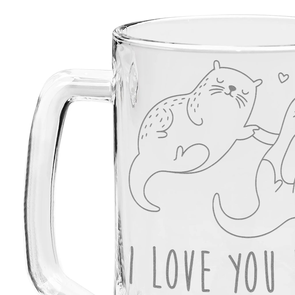 Grawerowany Kufel Piwa wydra trzymać się za ręce Kuna, wydra, morska wydra