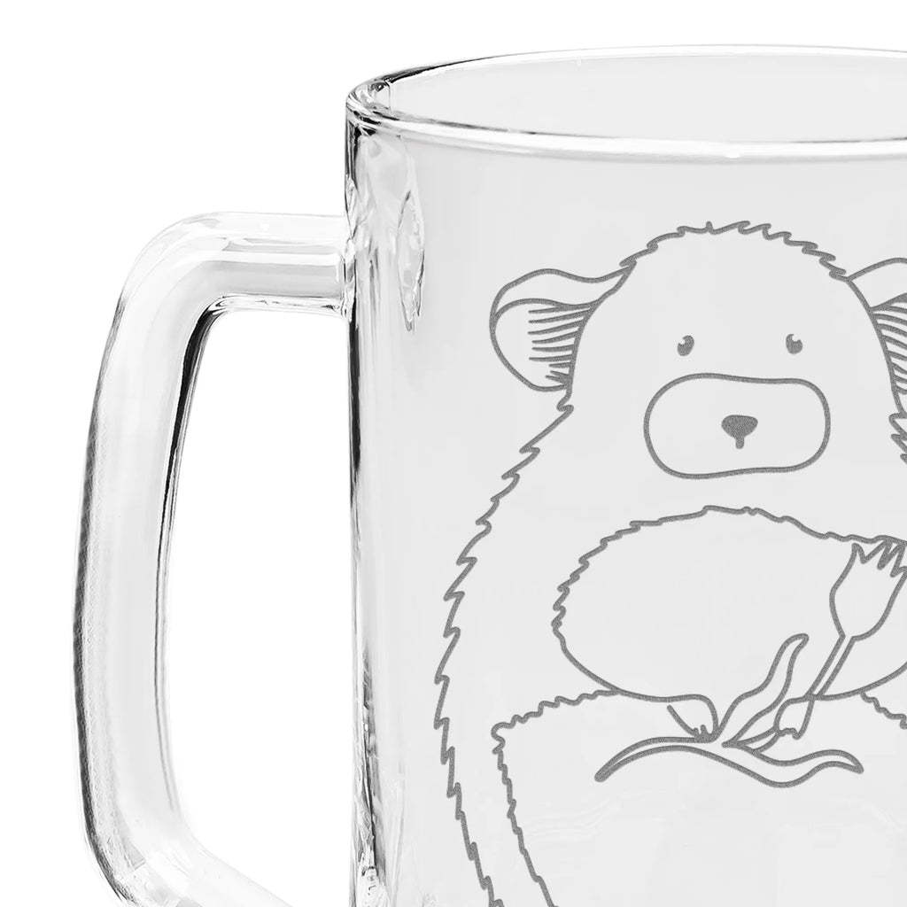 Engraved Beer Mug chinchilla flower small animals, cute, funny, cute animal motives, hand drawn, small world, funny sayings, good mood, happy, gifts, gift ideas, special gifts, animal lover, card, heartache, chaos, chinchillas, depression, being sad, grief, office, office life, happiness, chinchilla