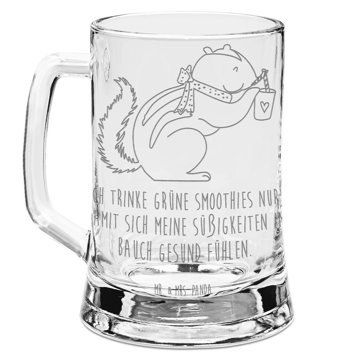 Engraved Beer Mug Squirrel smoothies small animals, cute, funny, cute animal motives, hand drawn, small world, funny sayings, good mood, happy, gifts, gift ideas, special gifts, animal lover, card, weight loss, diet, Green smoothies, squirrels, chipmunks