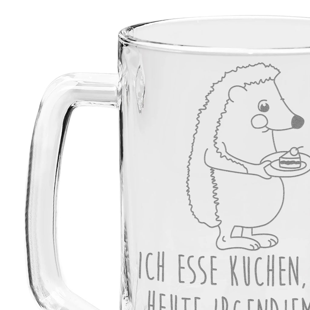 Grawerowany Kufel Piwa jeż kawałek ciasta Motywy zwierzęce, dobra energia, zabawne powiedzonka, zwierzęta