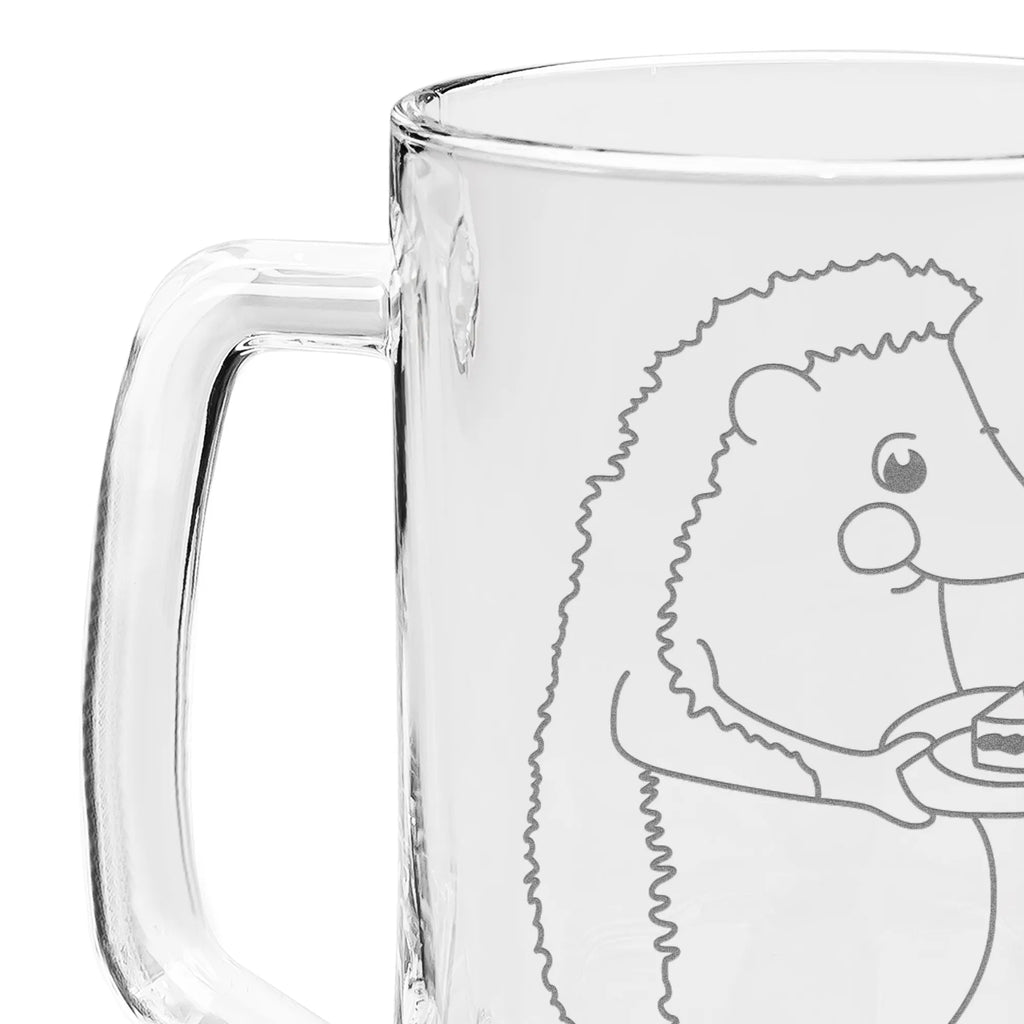 Grawerowany Kufel Piwa jeż kawałek ciasta Motywy zwierzęce, dobra energia, zabawne powiedzonka, zwierzęta