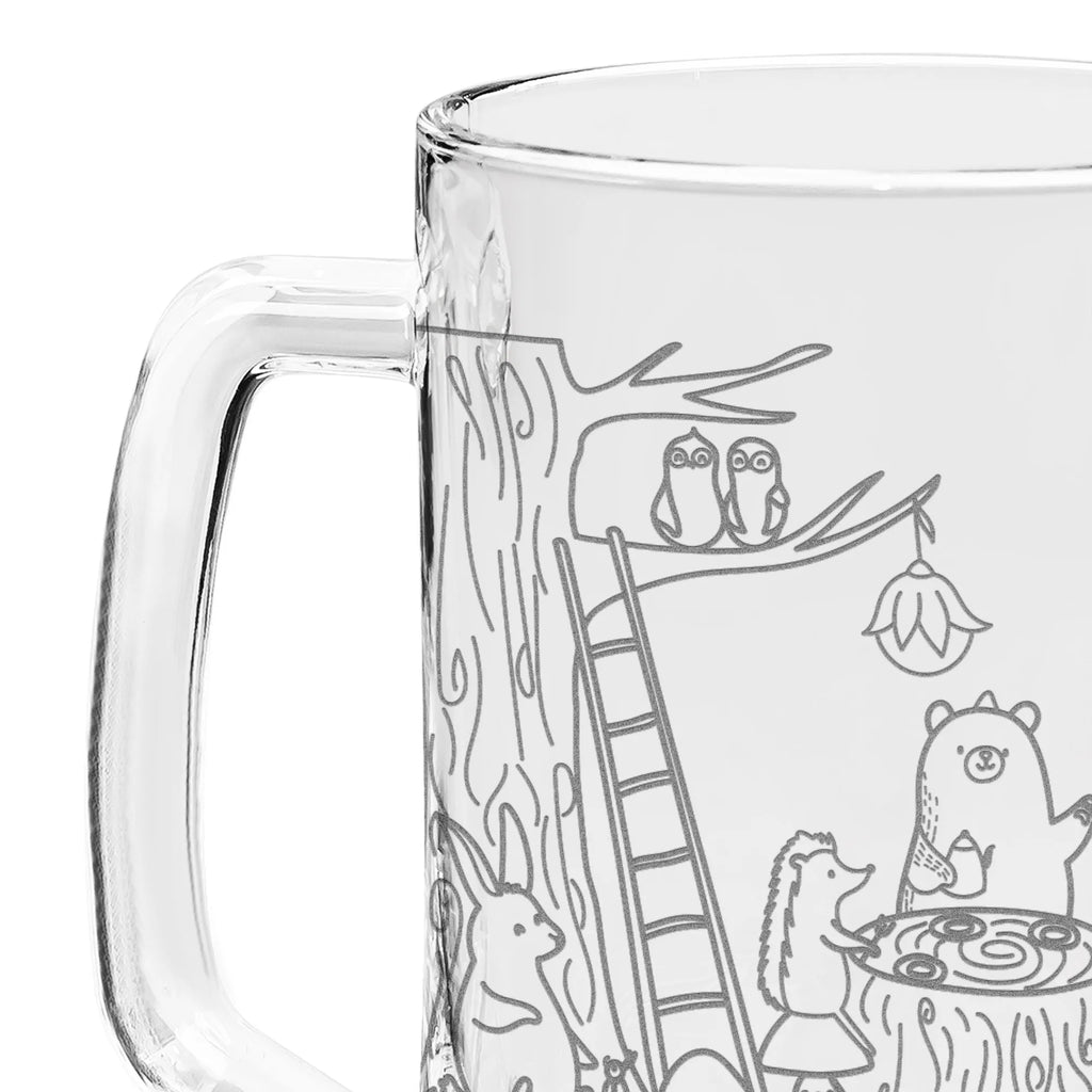 Grawerowany Kufel Piwa zwierzęta leśne piknik Motywy zwierzęce, dobra energia, zabawne powiedzonka, zwierzęta