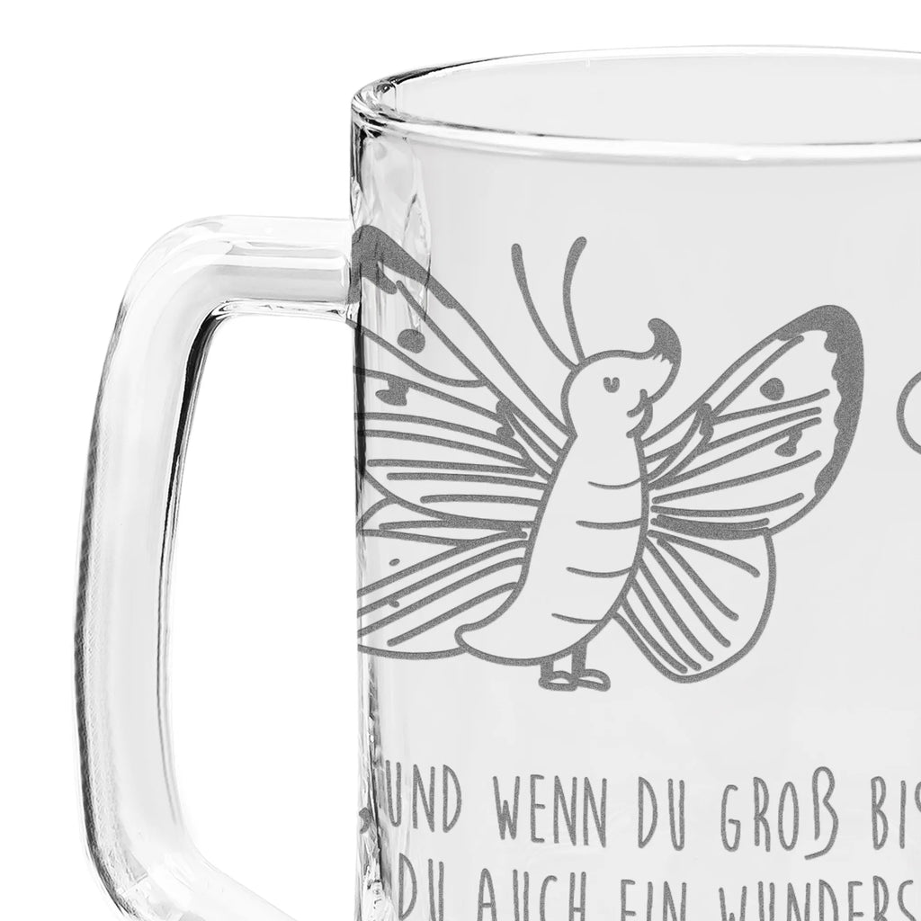 Grawerowany Kufel Piwa gąsienica motyl Motywy zwierzęce, dobra energia, zabawne powiedzonka, zwierzęta