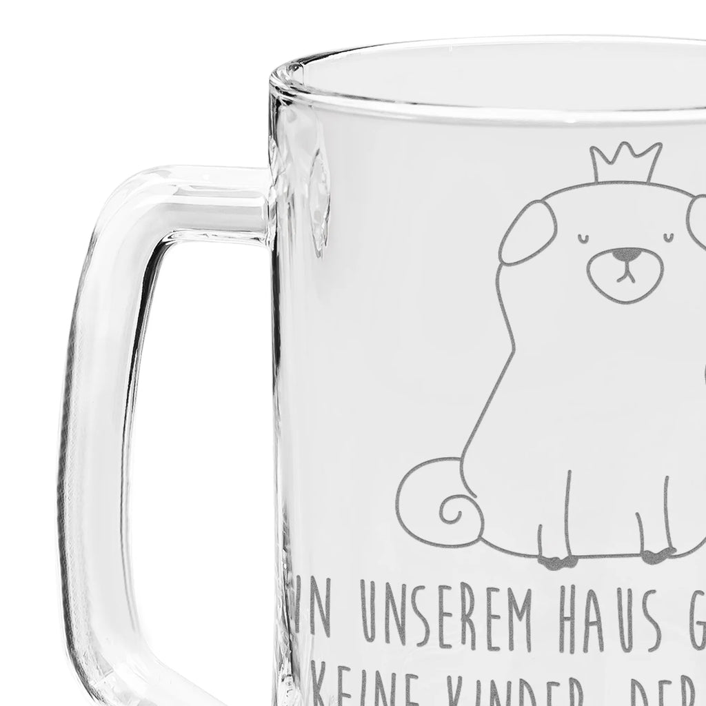 Grawerowany Kufel Piwa mops korona Pies, motyw psa, zwierzę domowe, rasa psa, miłośnik zwierząt, właściciel psa, powiedzenia