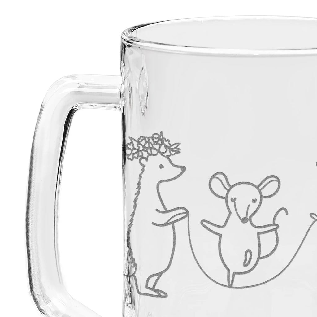 Grawerowany Kufel Piwa jeż Skakanie na skakance Motywy zwierzęce, dobra energia, zabawne powiedzonka, zwierzęta
