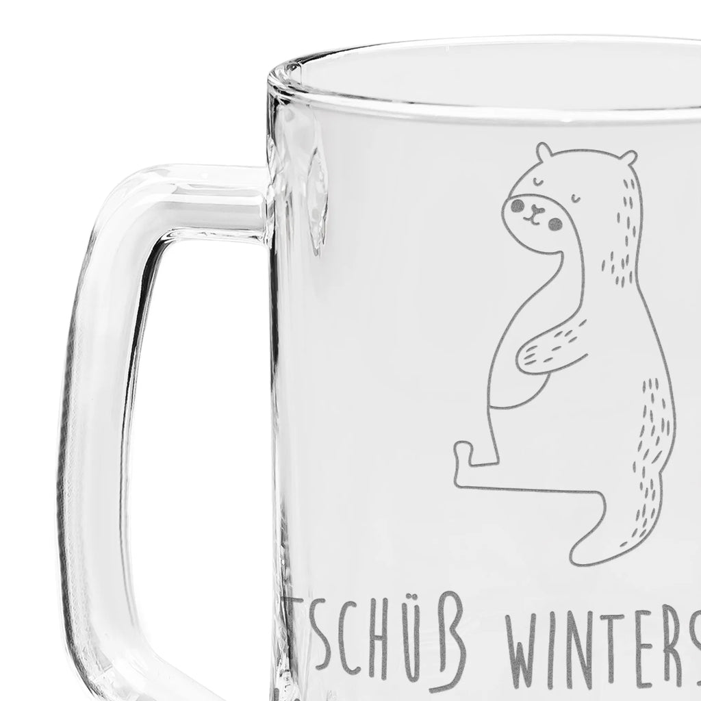 Grawerowany Kufel Piwa wydra brzuch Kuna, wydra, morska wydra