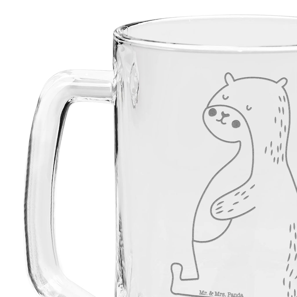 Grawerowany Kufel Piwa wydra brzuch Kuna, wydra, morska wydra