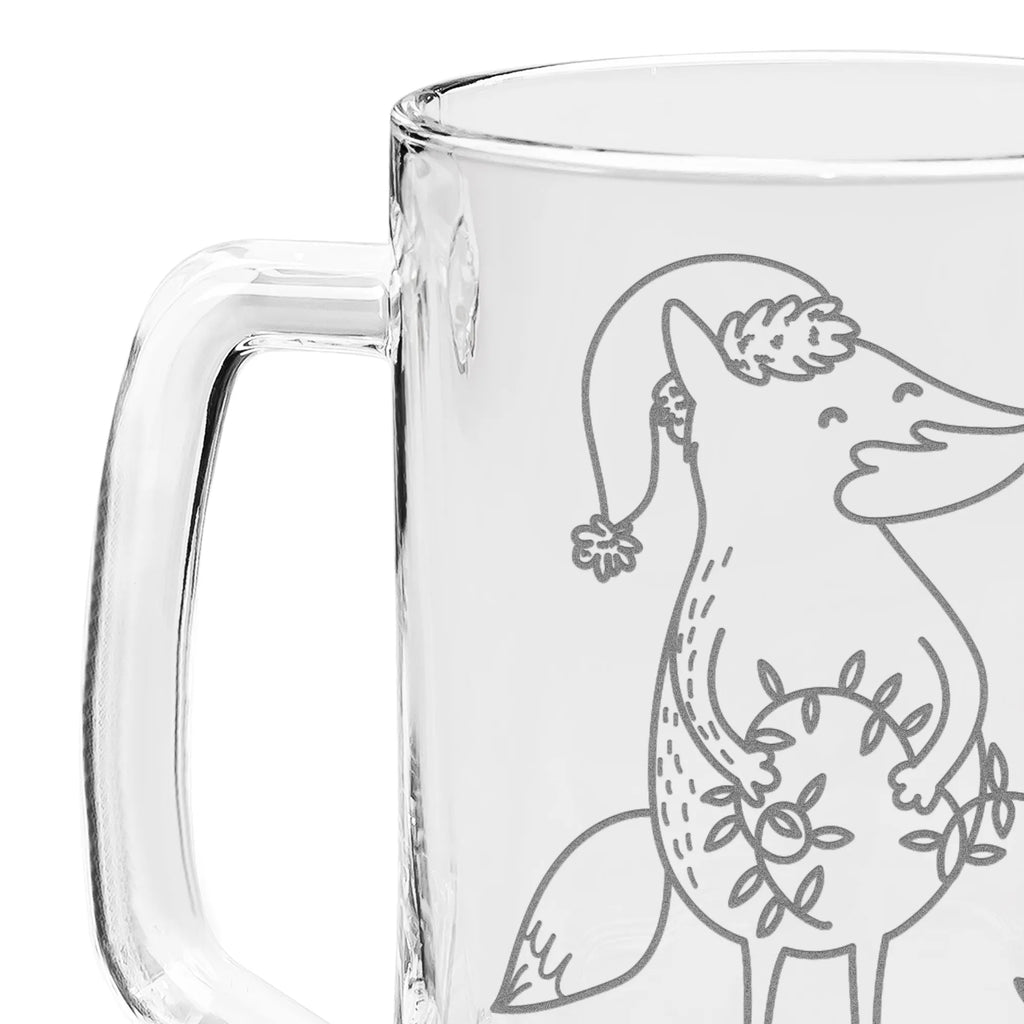 Grawerowany Kufel Piwa lis Boże Narodzenie Zima, Boże Narodzenie, dekoracje świąteczne, Mikołaj, Adwent, Wigilia, zimowy motyw