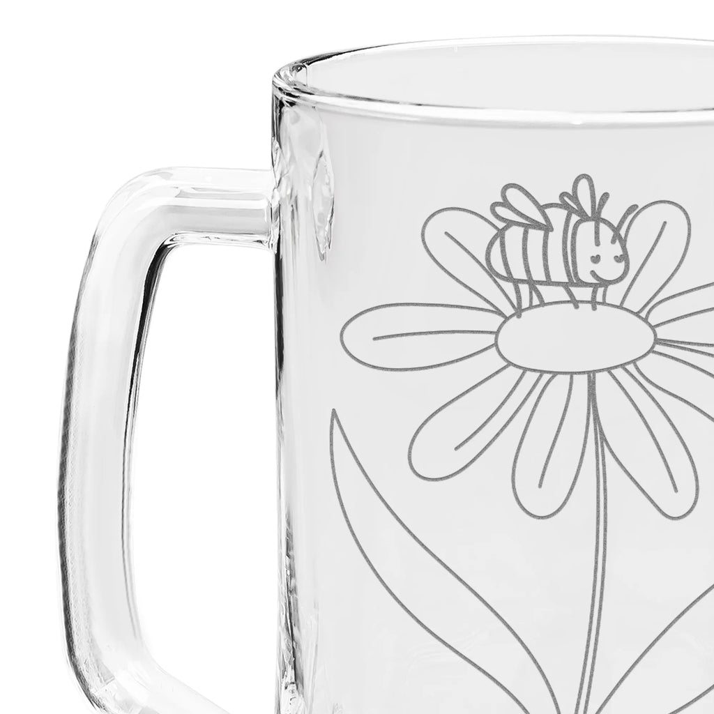 Grawerowany Kufel Piwa trzmiel kwiat Motywy zwierzęce, dobra energia, zabawne powiedzonka, zwierzęta