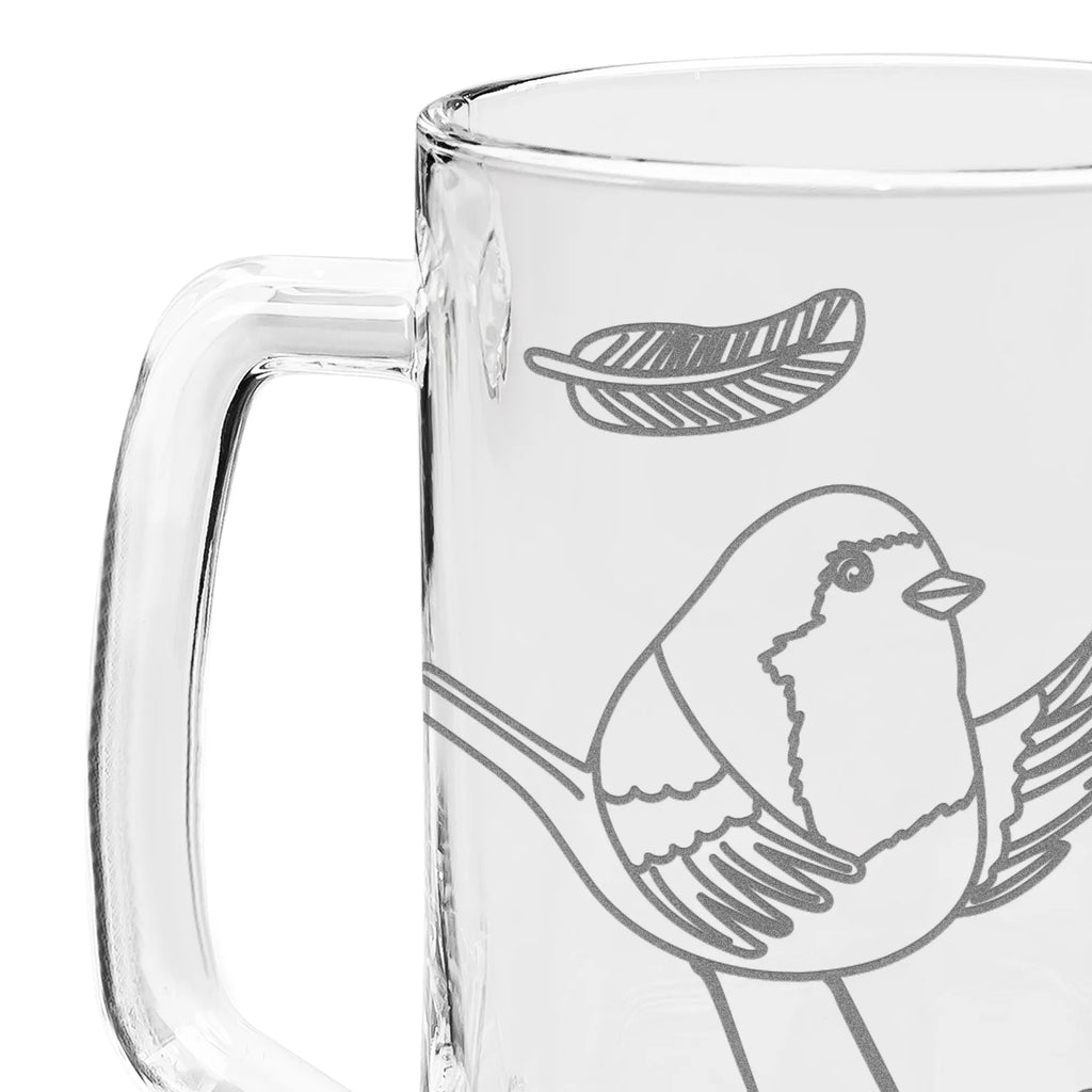 Grawerowany Kufel Piwa rudzik Pióra Motywy zwierzęce, dobra energia, zabawne powiedzonka, zwierzęta