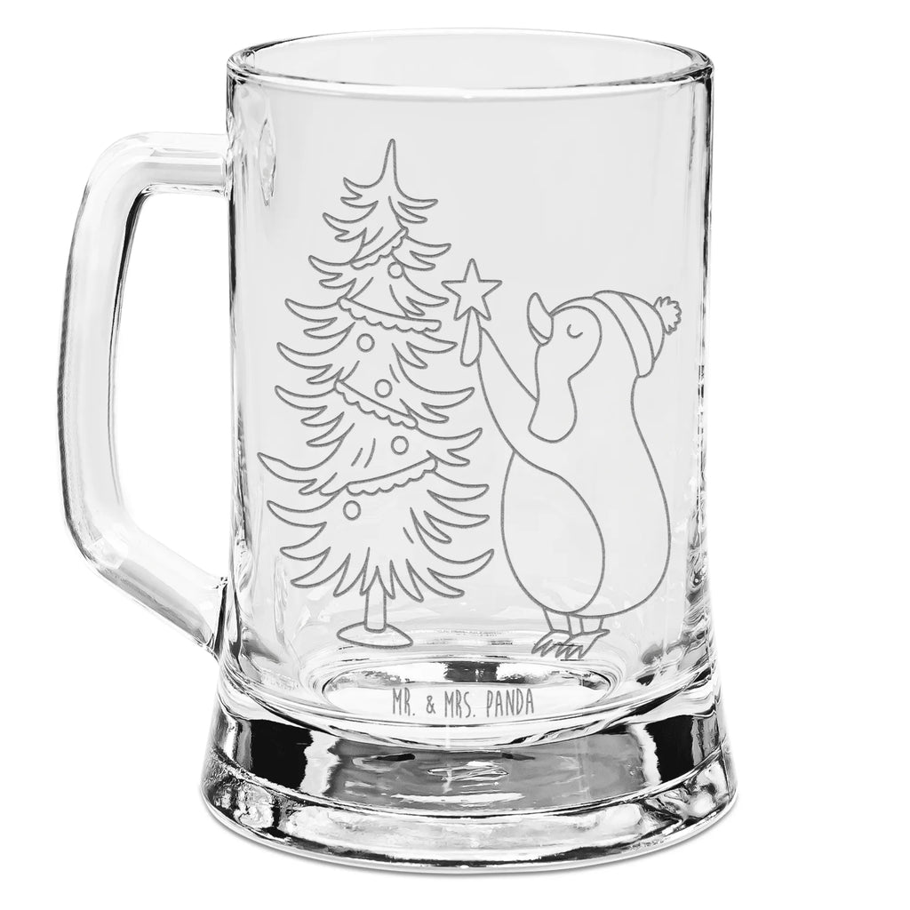 Engraved Beer Mug penguin Christmas tree Winter, Christmas, Christmas time, snow, Penguin