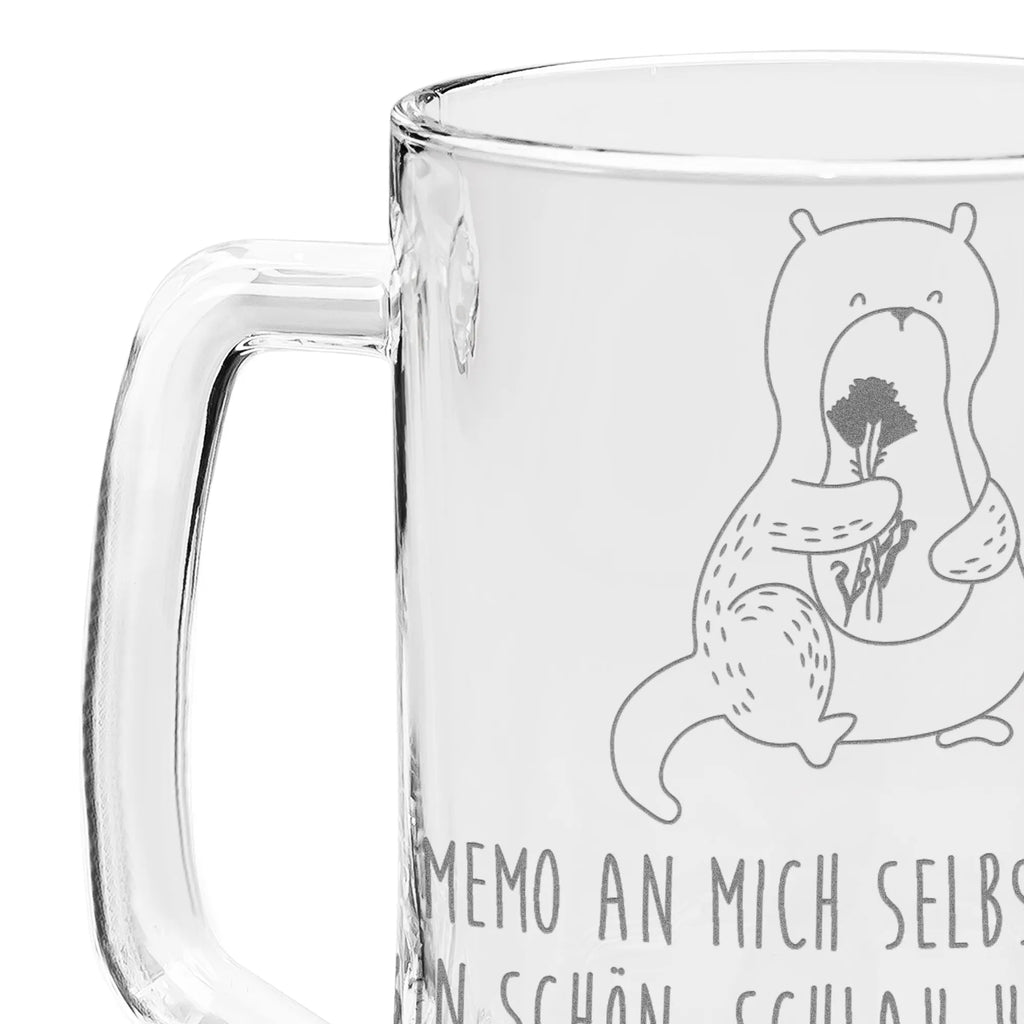 Grawerowany Kufel Piwa wydra bukiet kwiatów Kuna, wydra, morska wydra