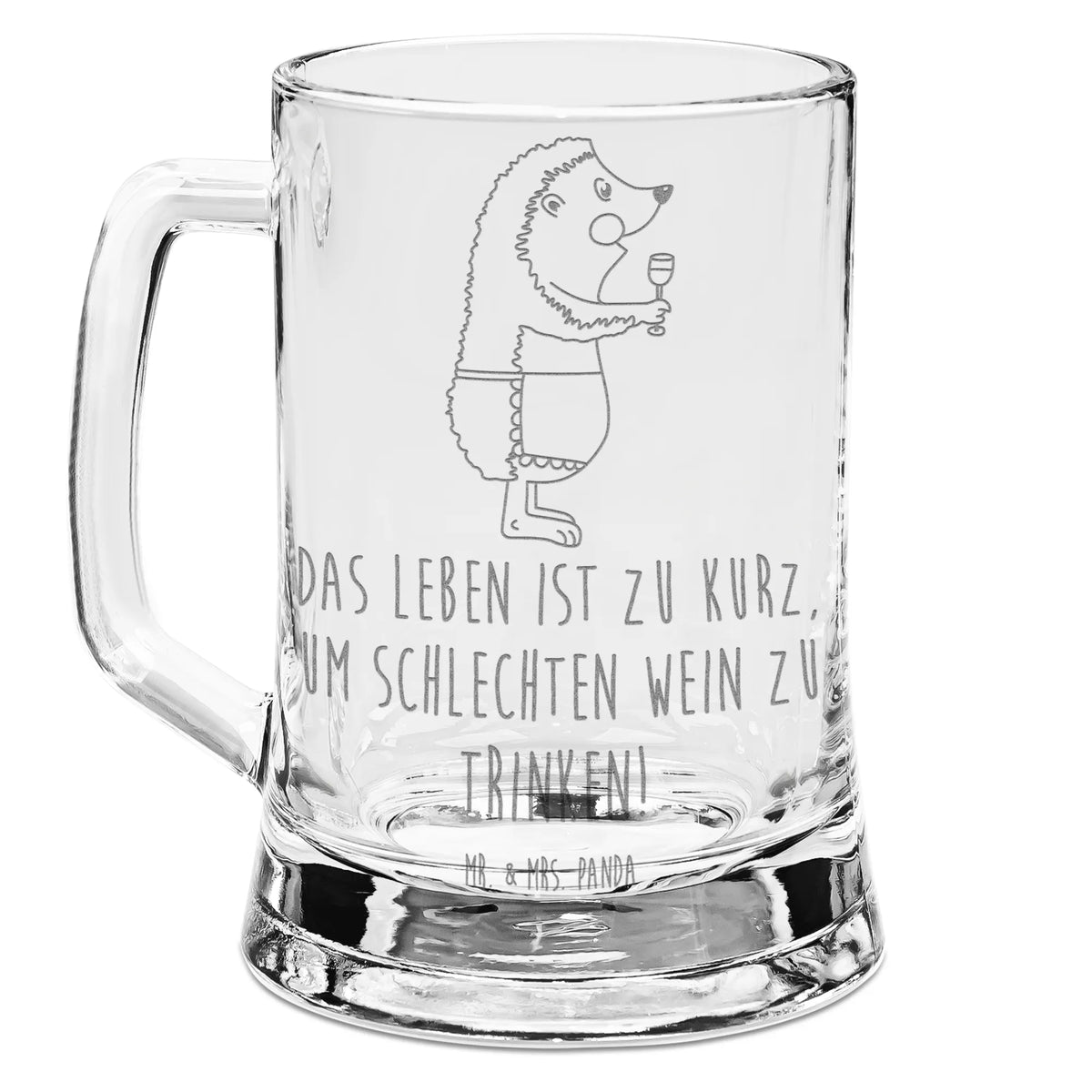 Engraved Beer Mug Hedgehog wine small animals, cute, funny, cute animal motives, hand drawn, small world, funny sayings, good mood, happy, gifts, gift ideas, special gifts, animal lover, card, white wine, red wine, wine glass, gift wine drinker, wine decoration, gift wine lover, hedgehog, drinking wine, wine saying