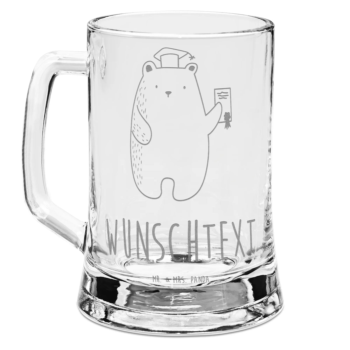 Personalized Engraved Beer Mug bear Test bear, teddy, teddy bear, cuddly toy, certificate, diploma, examinations, Abitur, degree, examination passed
