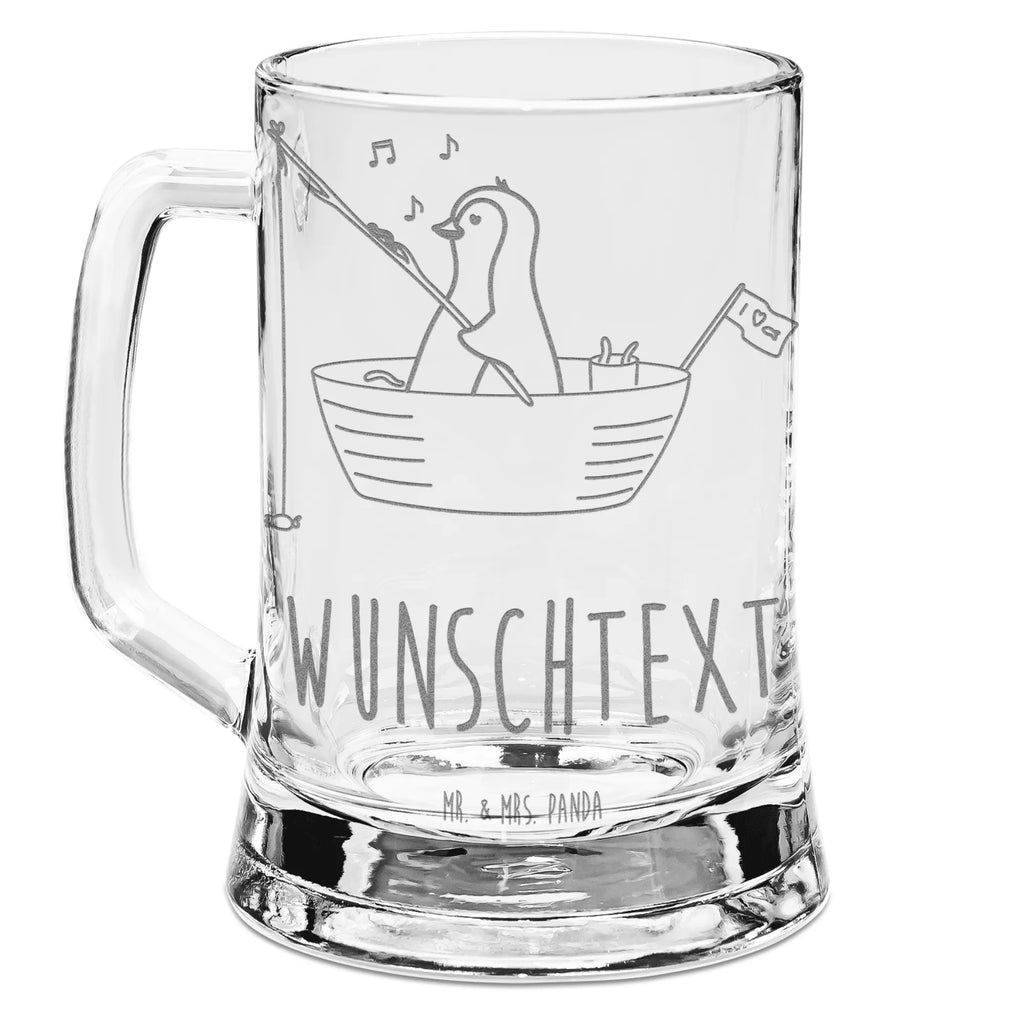 Personalizowany kufel do piwa z grawerem pingwin łódka wędkarska Pinguin