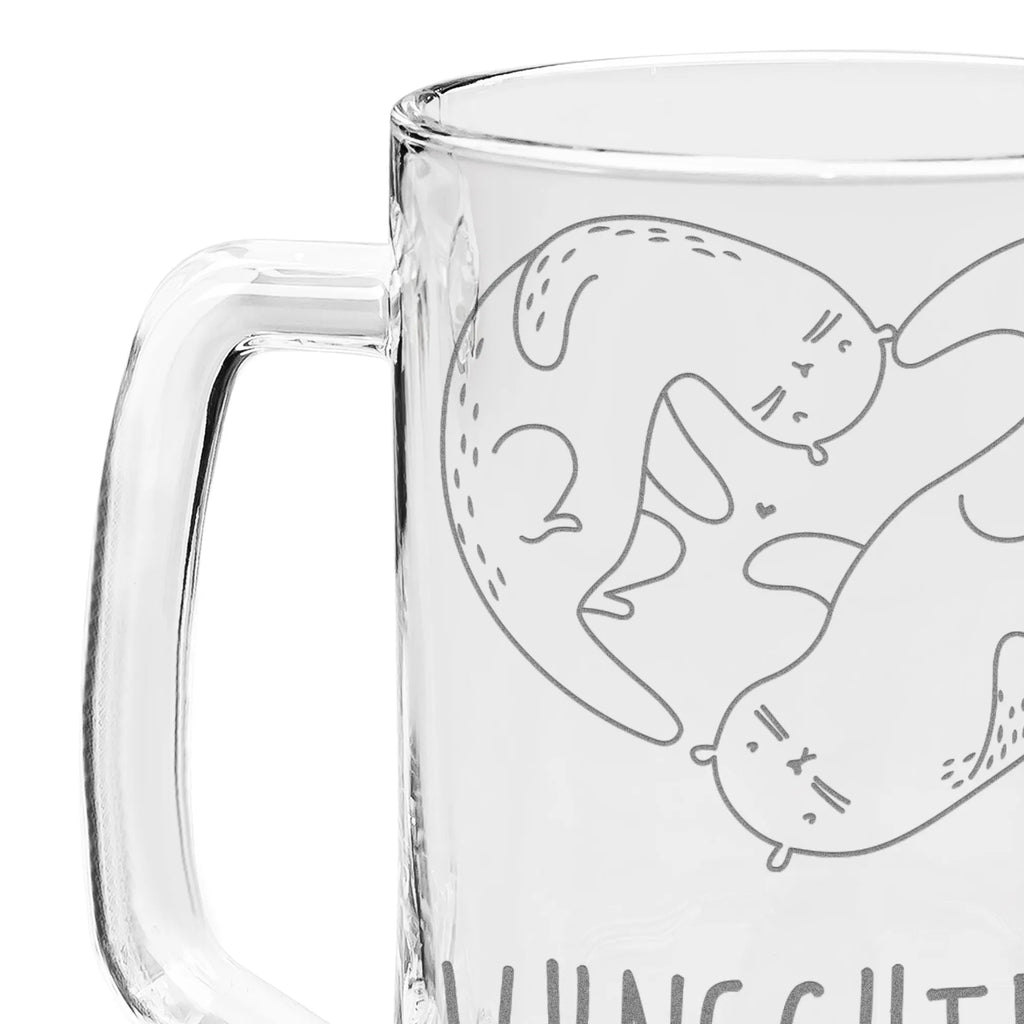 Personalized Engraved Beer Mug otter Heart otter, marten, sea otter, European otter, water mammal, aquatic animal, baby otter, predator, water, otter gifts, animal lover, gift ideas for animal lovers, animal, mammal, water animal, gifts for people in love, engagement, love you, love gift, anniversary, better half, wedding day, heart, love, life together, proof of love