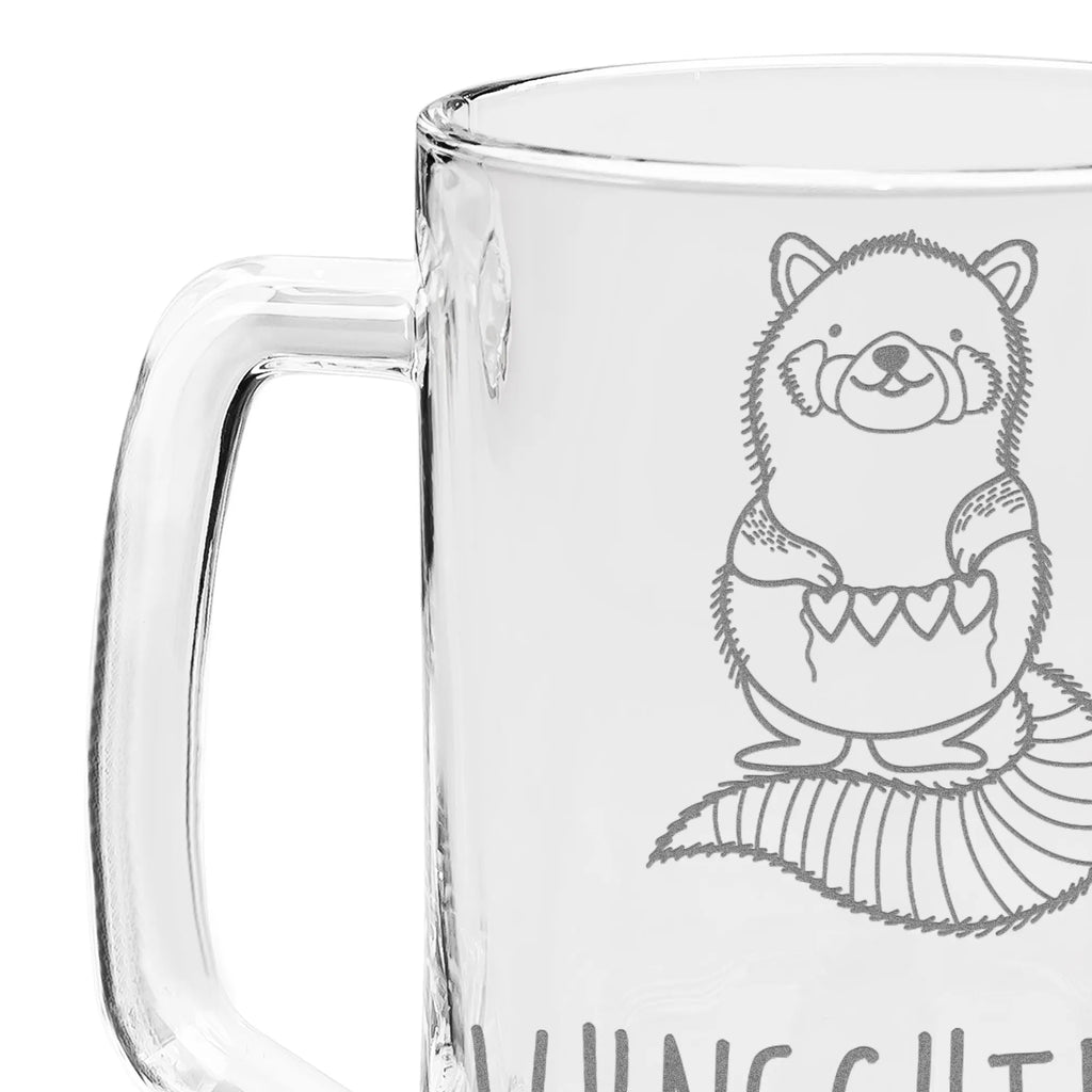 Personalized Engraved Beer Mug red panda small animals, cute, funny, cute animal motives, hand drawn, small world, funny sayings, good mood, happy, gifts, gift ideas, special gifts, animal lover, card, love, red, Panda, favourite person, heart, darling