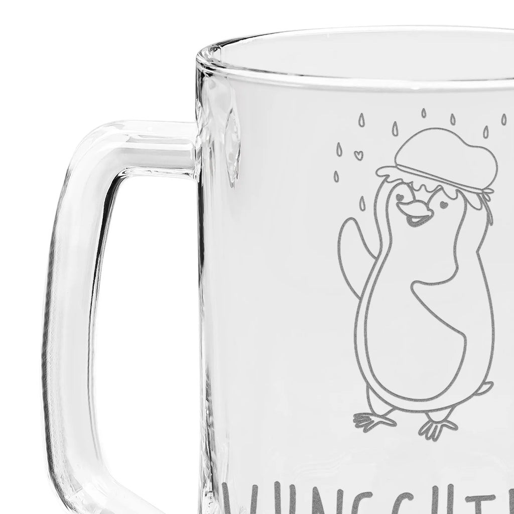 Personalized Engraved Beer Mug Penguin have a shower Penguin, North Pole, Winter, Penguins, shower, motivation, new start, being happy, life motto, new beginning, penguins