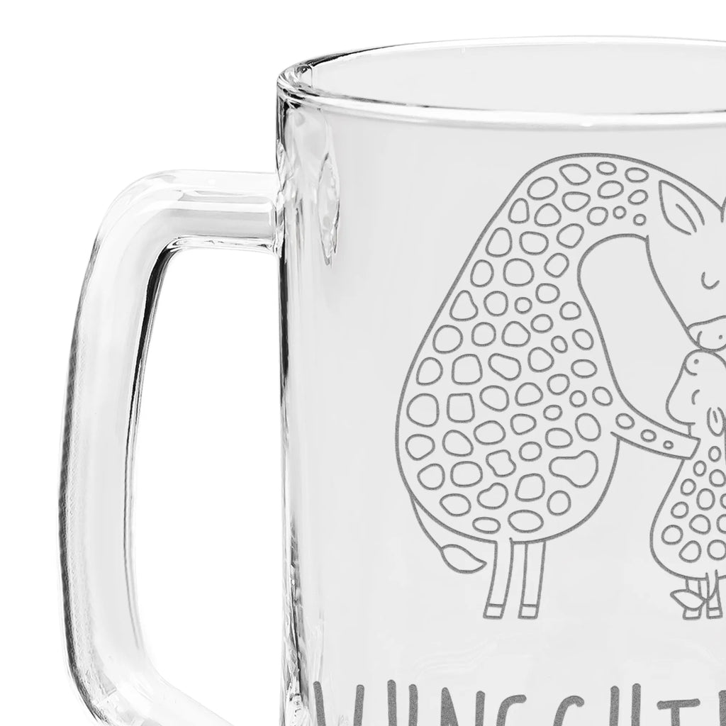 Personalizowany kufel do piwa z grawerem żyrafa dziecko Afryka, dzikie zwierzęta