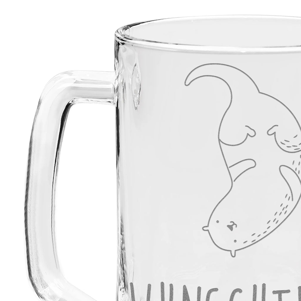 Personalized Engraved Beer Mug otter upside down otter, marten, sea otter, European otter, water mammal, aquatic animal, baby otter, predator, water, otter gifts, animal lover, gift ideas for animal lovers, animal, mammal, water animal, gifts for people in love, Otter Sea Otter Lake Otter