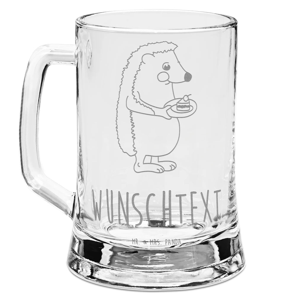 Personalizowany kufel do piwa z grawerem jeż kawałek ciasta Motywy zwierzęce, dobra energia, zabawne powiedzonka, zwierzęta