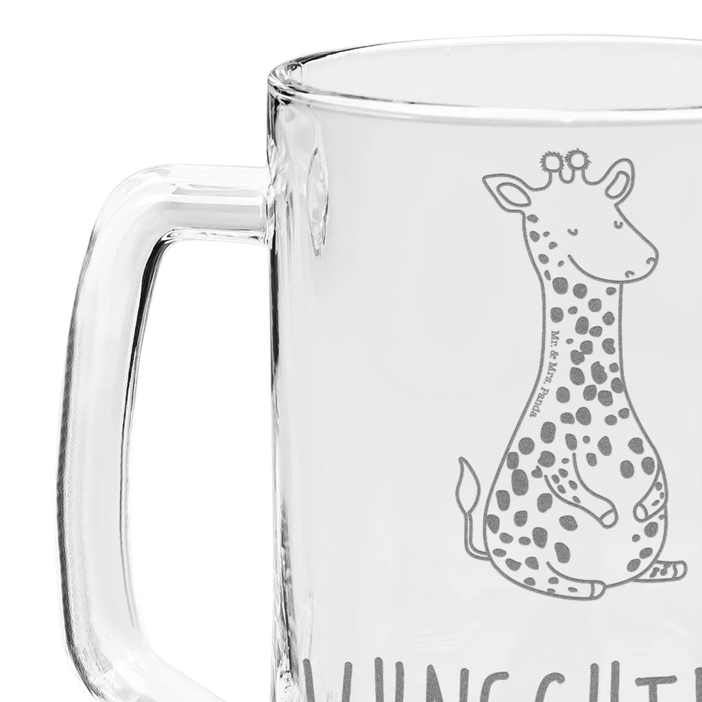 Personalized Engraved Beer Mug giraffe Satisfied Africa, Happiness, Adventure, Giraffe