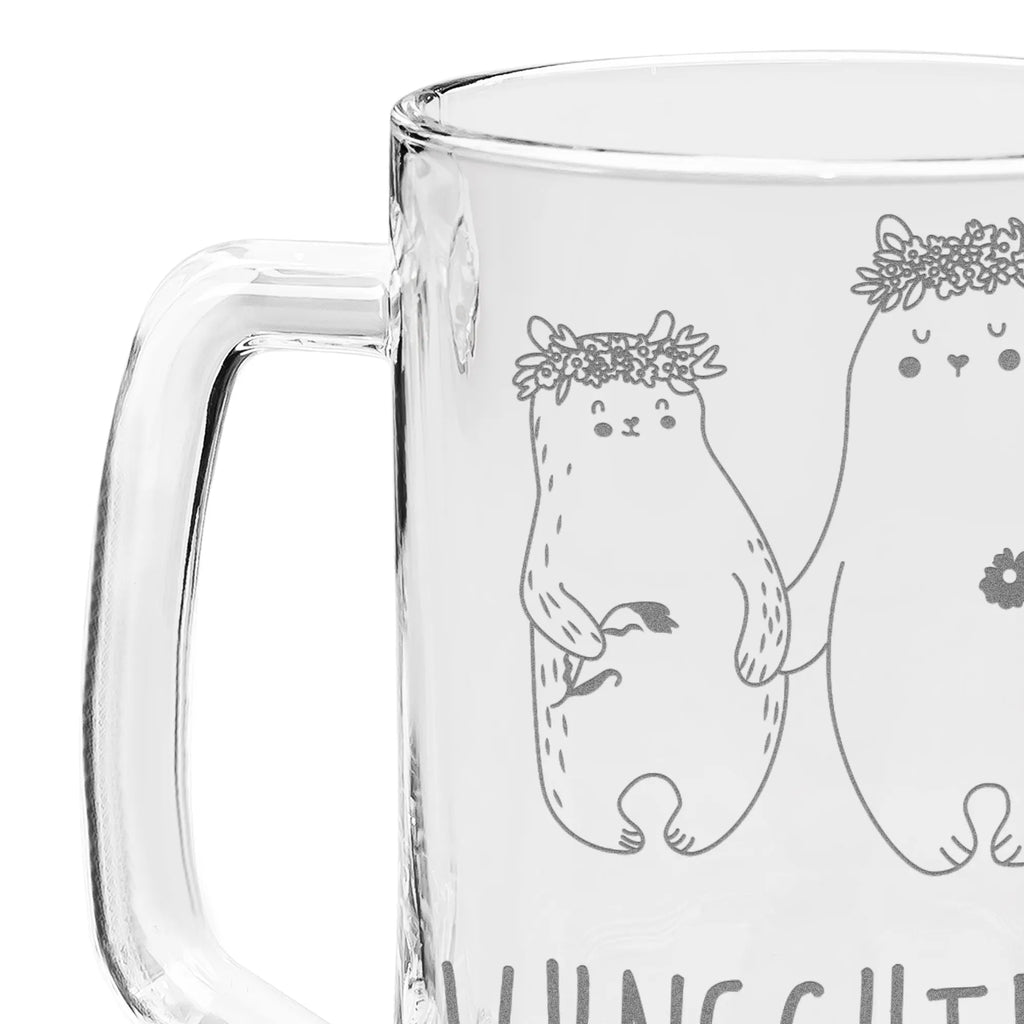 Personalizowany kufel do piwa z grawerem Niedźwiedzie z wianuszkiem Rodzina, Dzień Ojca, Dzień Matki, brat, siostra, mama, tata, babcia, dziadek