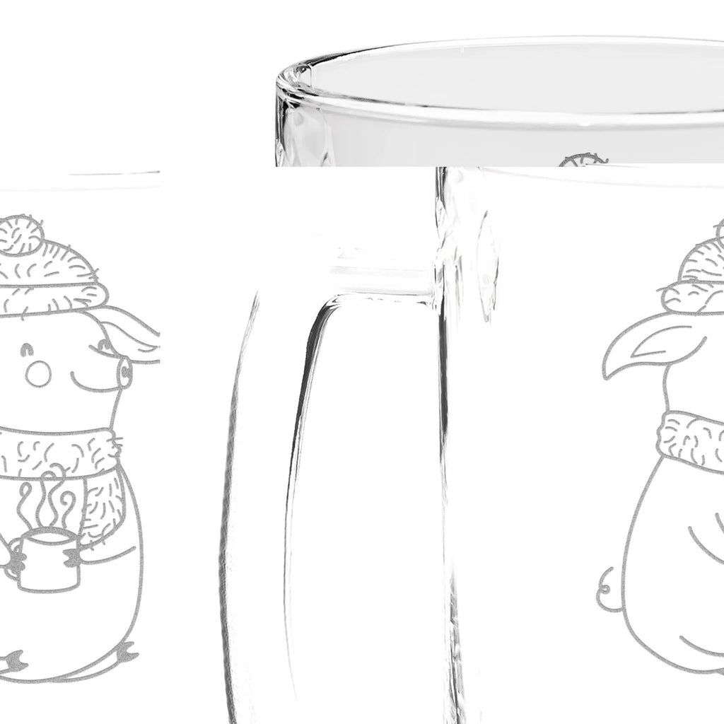 Personalizowany kufel do piwa z grawerem Świnka grzane wino Zima, Boże Narodzenie, dekoracje świąteczne, Mikołaj, Adwent, Wigilia, zimowy motyw