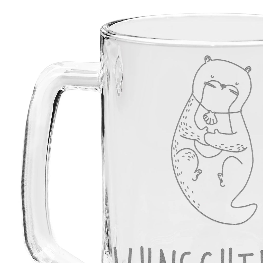 Personalizowany kufel do piwa z grawerem wydra muszla Kuna, wydra, morska wydra