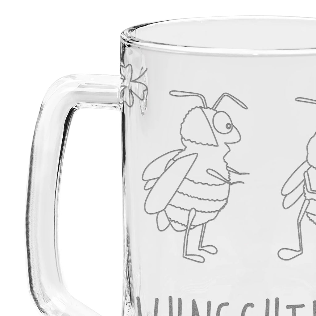 Personalized Engraved Beer Mug bumblebees shamrock small animals, cute, funny, cute animal motives, hand drawn, small world, funny sayings, good mood, happy, gifts, gift ideas, special gifts, animal lover, card, saying beautiful, bee, bumblebee, saying positive, be happy, saying happy, bee decoration, become happy