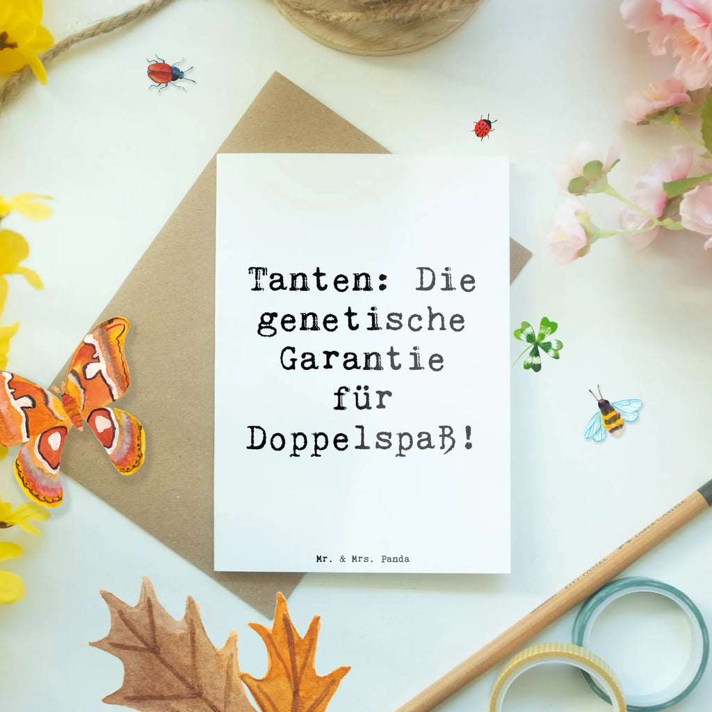 Greetings card Saying Tanten: Die genetische Garantie für Doppelspaß! Grußkarte, Klappkarte, Einladungskarte, Glückwunschkarte, Hochzeitskarte, Geburtstagskarte, Karte, Ansichtskarten, Familie, Vatertag, Muttertag, Bruder, Schwester, Mama, Papa, Oma, Opa