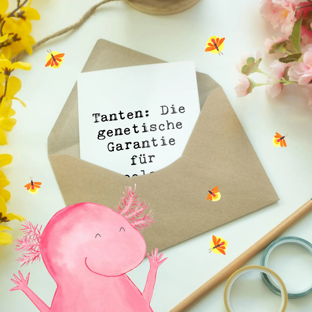 Greetings card Saying Tanten: Die genetische Garantie für Doppelspaß! Grußkarte, Klappkarte, Einladungskarte, Glückwunschkarte, Hochzeitskarte, Geburtstagskarte, Karte, Ansichtskarten, Familie, Vatertag, Muttertag, Bruder, Schwester, Mama, Papa, Oma, Opa