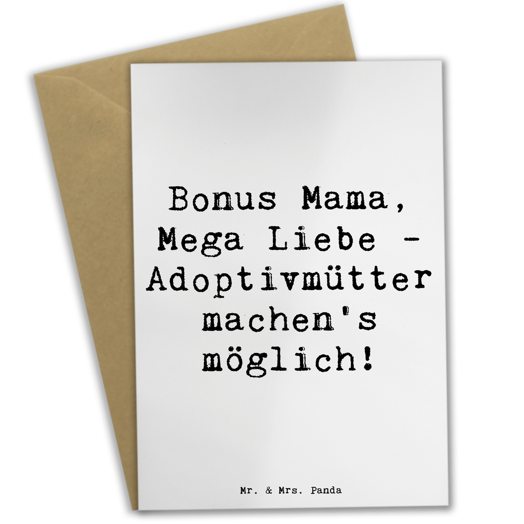 Grußkarte Bonus Mama, Mega Liebe - Adoptivmütter machen’s möglich! Grußkarte, Klappkarte, Einladungskarte, Glückwunschkarte, Hochzeitskarte, Geburtstagskarte, Karte, Familie, Vatertag, Muttertag, Bruder, Schwester, Mama, Papa, Oma, Opa