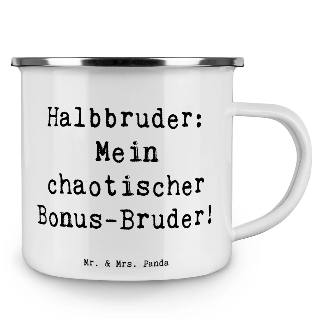 Camping Emaille Tasse Spruch Halbbruder Chaos Campingtasse, blechbecher, Kaffeebecher, Teebecher, Blechtasse, emaillebecher, Becher, reisetasse, Tasse Emaille, Trinkbecher, wanderbecher, Metalltasse, Teetasse, Kaffeetasse, Pott, Campingbecher, Emaille Becher, wandertasse, becher emaille, Reisebecher, metallbecher, Tasse, Emaille Tasse, Emailletasse, Muttertag, Vatertag, Mama, Papa, Oma, Opa, Familie, Schwester, Bruder
