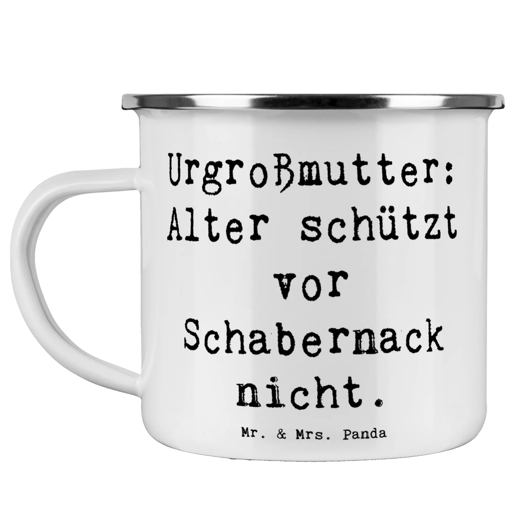 Enamel camping mug Saying Urgroßmutter: Alter schützt vor Schabernack nicht. Becher, Reisebecher, Campingtasse, Kaffeetasse, emaillebecher, Kaffeebecher, wandertasse, reisetasse, Tasse, Pott, Teebecher, Blechtasse, Metalltasse, Teetasse, wanderbecher, Emailletasse, becher emaille, Tasse Emaille, Emaille Tasse, Emaille Becher, blechbecher, Trinkbecher, Campingbecher, metallbecher, Muttertag, Vatertag, Mama, Papa, Oma, Opa, Familie, Schwester, Bruder
