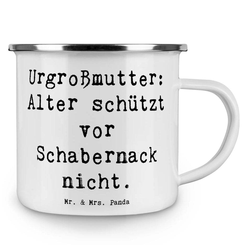 Enamel camping mug Saying Urgroßmutter: Alter schützt vor Schabernack nicht. Becher, Reisebecher, Campingtasse, Kaffeetasse, emaillebecher, Kaffeebecher, wandertasse, reisetasse, Tasse, Pott, Teebecher, Blechtasse, Metalltasse, Teetasse, wanderbecher, Emailletasse, becher emaille, Tasse Emaille, Emaille Tasse, Emaille Becher, blechbecher, Trinkbecher, Campingbecher, metallbecher, Muttertag, Vatertag, Mama, Papa, Oma, Opa, Familie, Schwester, Bruder