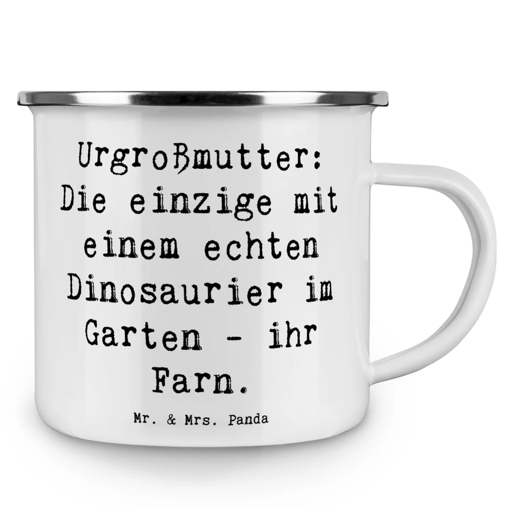 Enamel camping mug Saying Urgroßmutter: Die einzige mit einem echten Dinosaurier im Garten – ihr Farn. Trinkbecher, Teebecher, Teetasse, wandertasse, becher emaille, Campingtasse, Kaffeebecher, wanderbecher, emaillebecher, blechbecher, Emailletasse, Kaffeetasse, Emaille Becher, Reisebecher, metallbecher, Tasse Emaille, Emaille Tasse, Blechtasse, Campingbecher, Becher, reisetasse, Metalltasse, Pott, Tasse, Muttertag, Vatertag, Mama, Papa, Oma, Opa, Familie, Schwester, Bruder