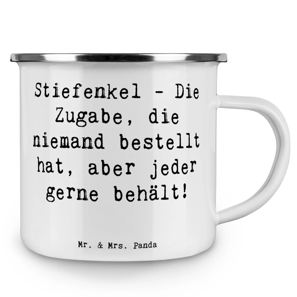 Camping Emaille Tasse Spruch Stiefenkel Freude Metalltasse, reisetasse, blechbecher, Kaffeetasse, Tasse Emaille, Blechtasse, Tasse, Pott, Trinkbecher, Emaille Becher, Kaffeebecher, wanderbecher, wandertasse, Campingbecher, metallbecher, becher emaille, Reisebecher, Emaille Tasse, Teebecher, Teetasse, Emailletasse, Becher, Campingtasse, emaillebecher, Muttertag, Vatertag, Mama, Papa, Oma, Opa, Familie, Schwester, Bruder