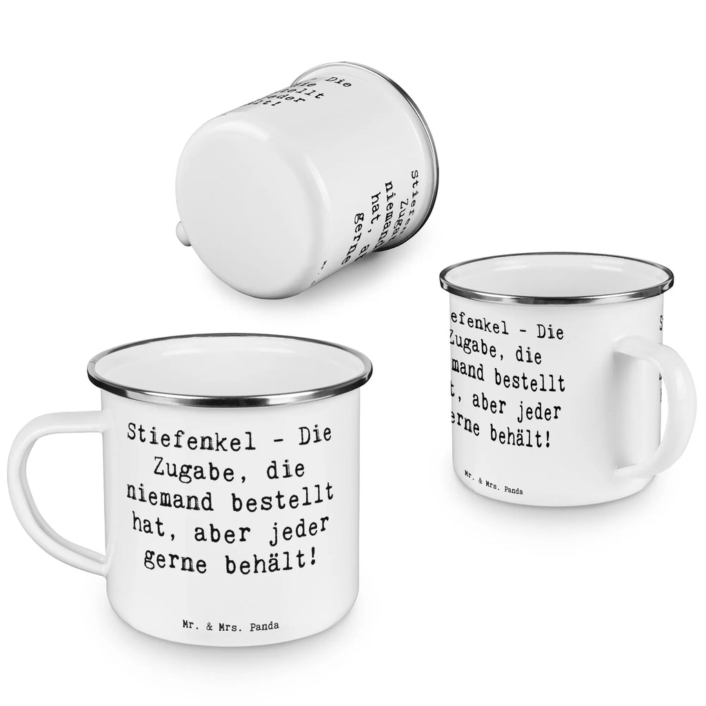 Camping Emaille Tasse Spruch Stiefenkel Freude Metalltasse, reisetasse, blechbecher, Kaffeetasse, Tasse Emaille, Blechtasse, Tasse, Pott, Trinkbecher, Emaille Becher, Kaffeebecher, wanderbecher, wandertasse, Campingbecher, metallbecher, becher emaille, Reisebecher, Emaille Tasse, Teebecher, Teetasse, Emailletasse, Becher, Campingtasse, emaillebecher, Muttertag, Vatertag, Mama, Papa, Oma, Opa, Familie, Schwester, Bruder