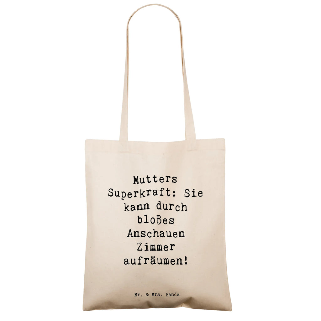 Tote bag Saying Mutters Superkraft: Sie kann durch bloßes Anschauen Zimmer aufräumen! Beuteltasche, Beutel, Einkaufstasche, Jutebeutel, Stoffbeutel, Tasche, Shopper, Umhängetasche, Strandtasche, Schultertasche, Stofftasche, Tragetasche, Badetasche, Jutetasche, Einkaufstüte, Laptoptasche, Familie, Vatertag, Muttertag, Bruder, Schwester, Mama, Papa, Oma, Opa